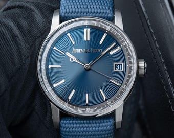 Audemars Piguet Vintage Código 11.59 LIMPIO 2024 Esfera azul Acero Fecha Automático 15210ST