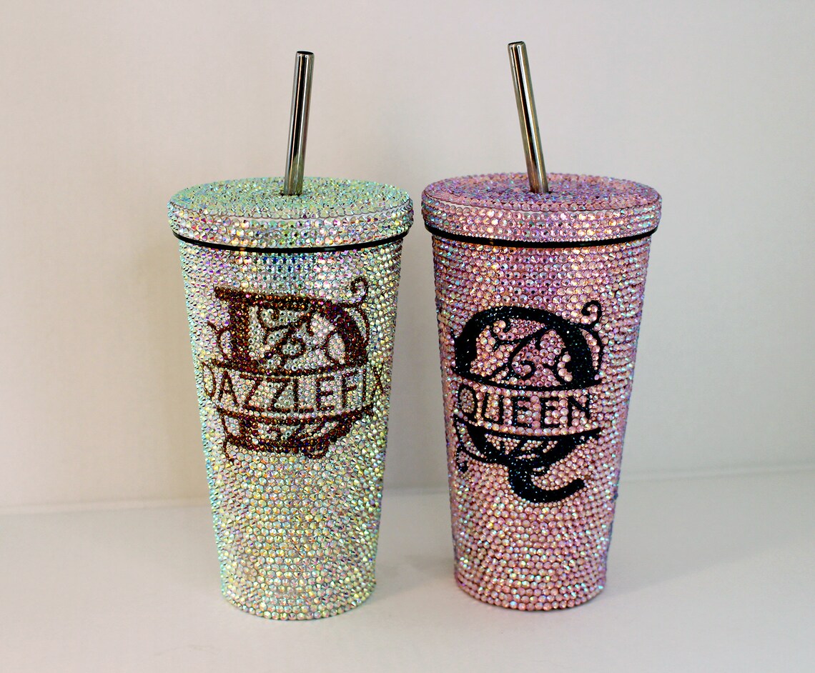 Encrusted Tumbler with crystal shine rhinestones Etsy