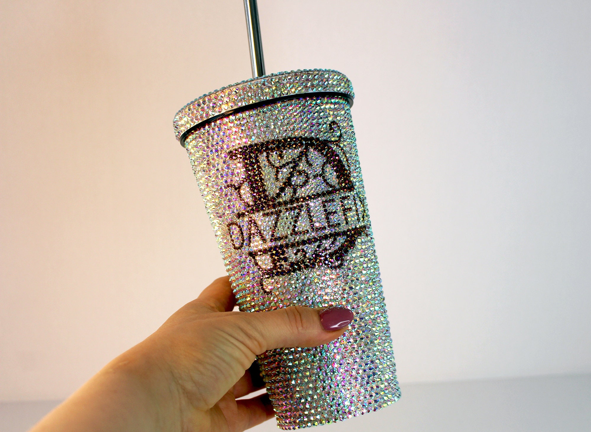 Encrusted Tumbler with crystal shine rhinestones Etsy