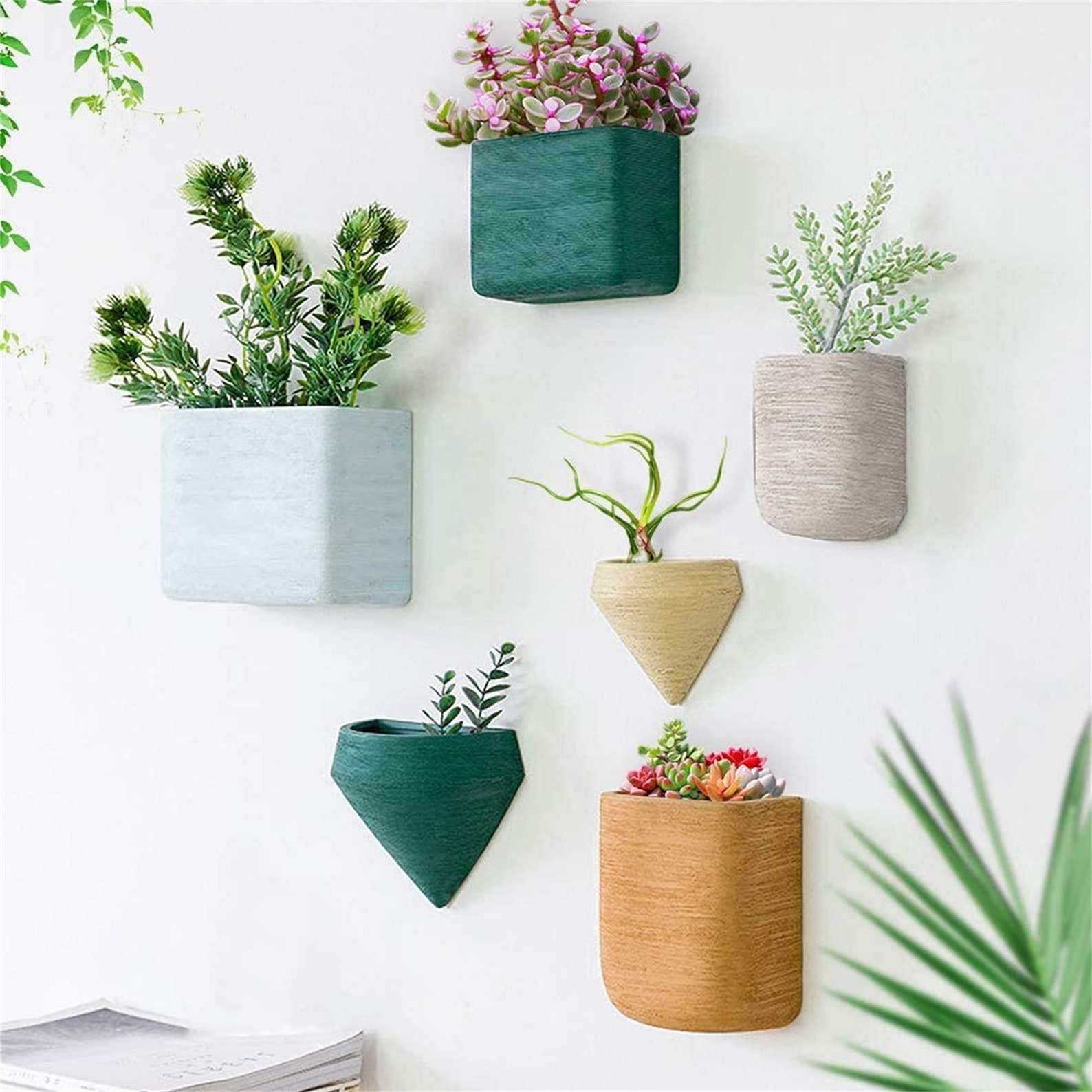 Set of 6 Wall Hanging Planter Vase Resin Wall Decor Container Etsy