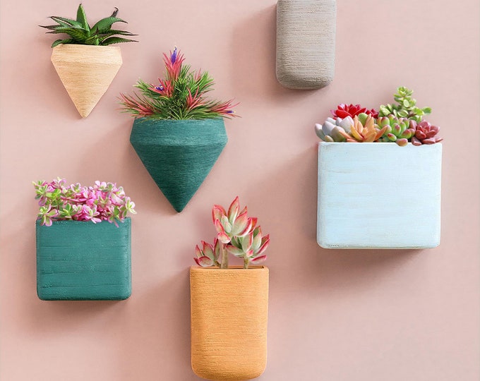 Set of 6 Wall Hanging Planter Vase Resin Wall Decor Container Etsy