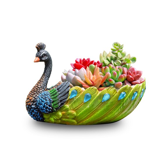 Peacock Planter Pot Handmade Cute Animal Pot Base Large Etsy