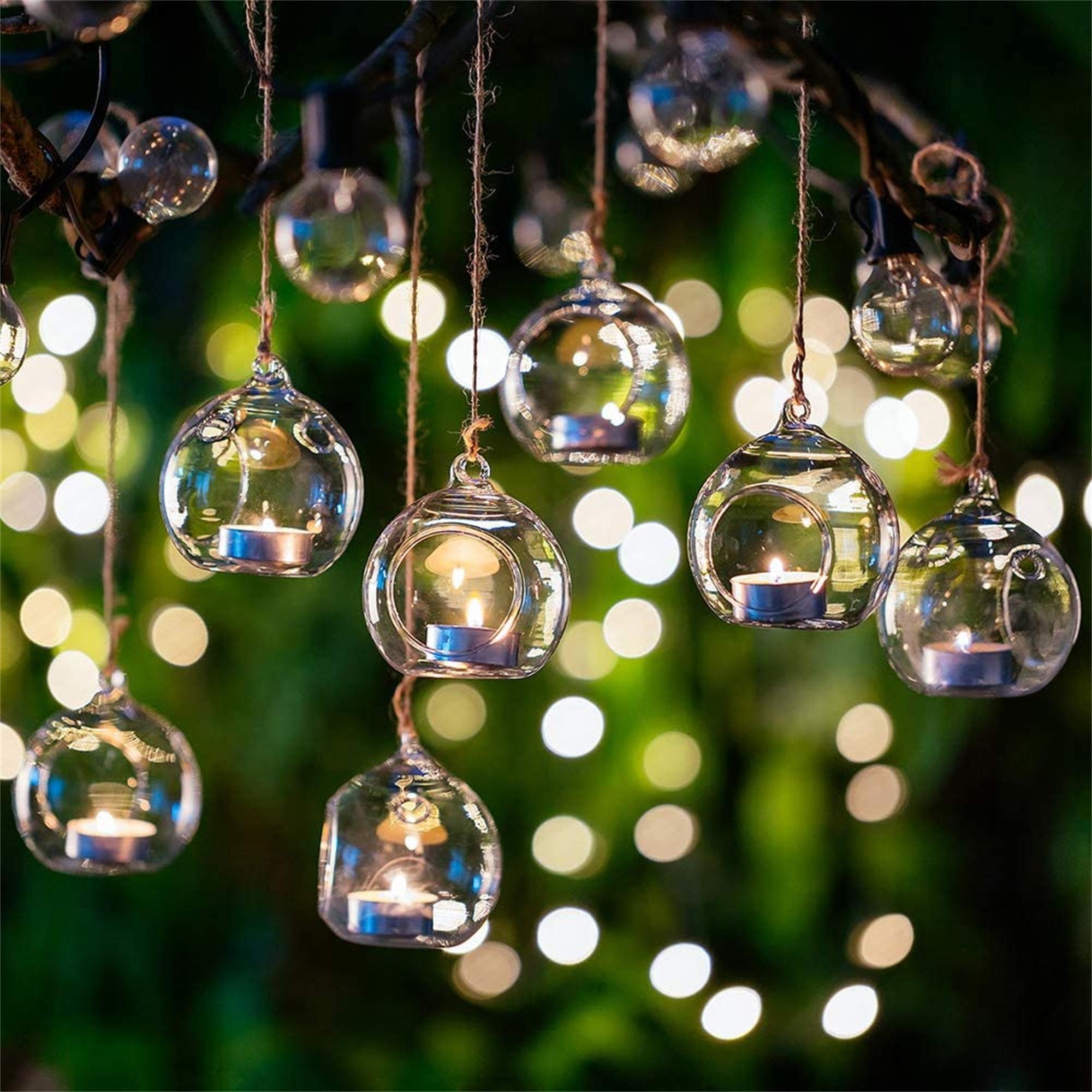 Wedding Hanging Glass Orbs, Glass Tea Light Terrarium, Haning Glass G…