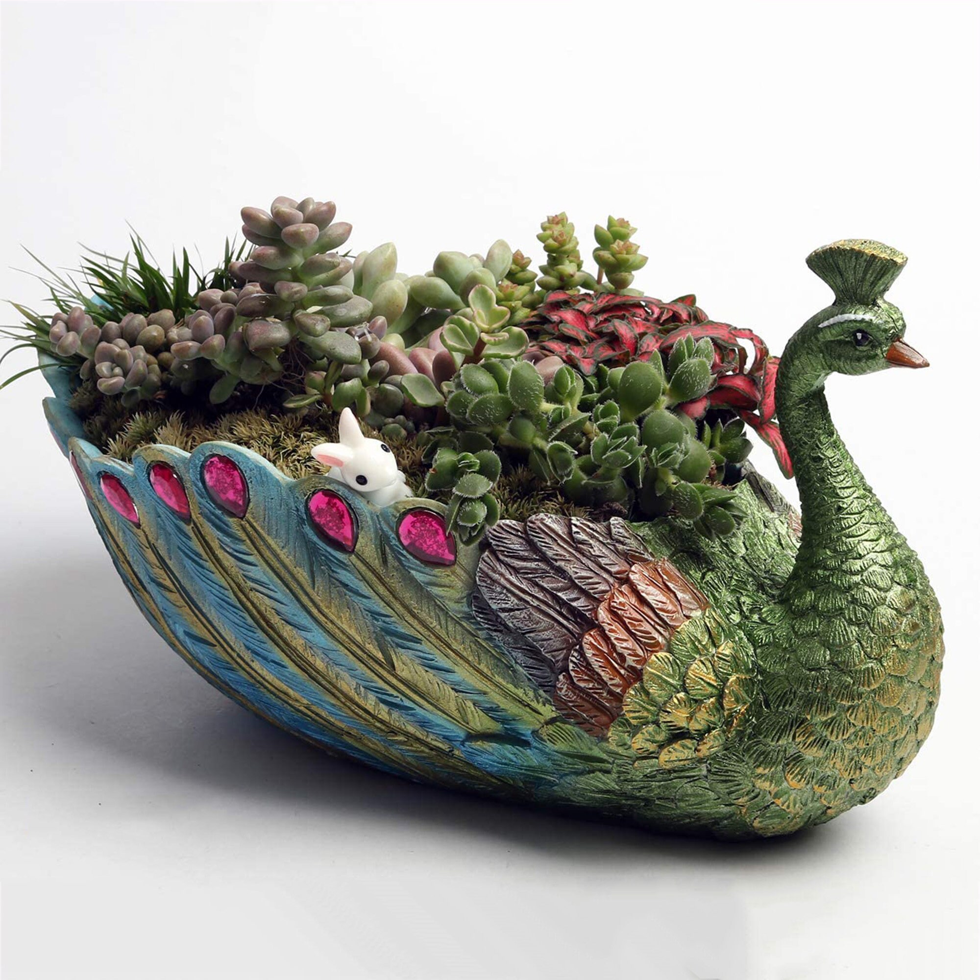 9.4 Inch Peacock Planter Pots Handmade Resin Animal Pot Base Etsy