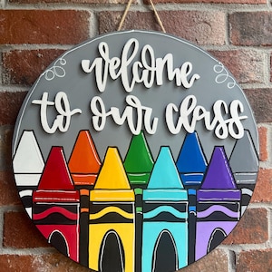 Last one ready to ship/ Teacher Door Hanger/Welcome to our class Door Hanger/Classroom Door Hanger