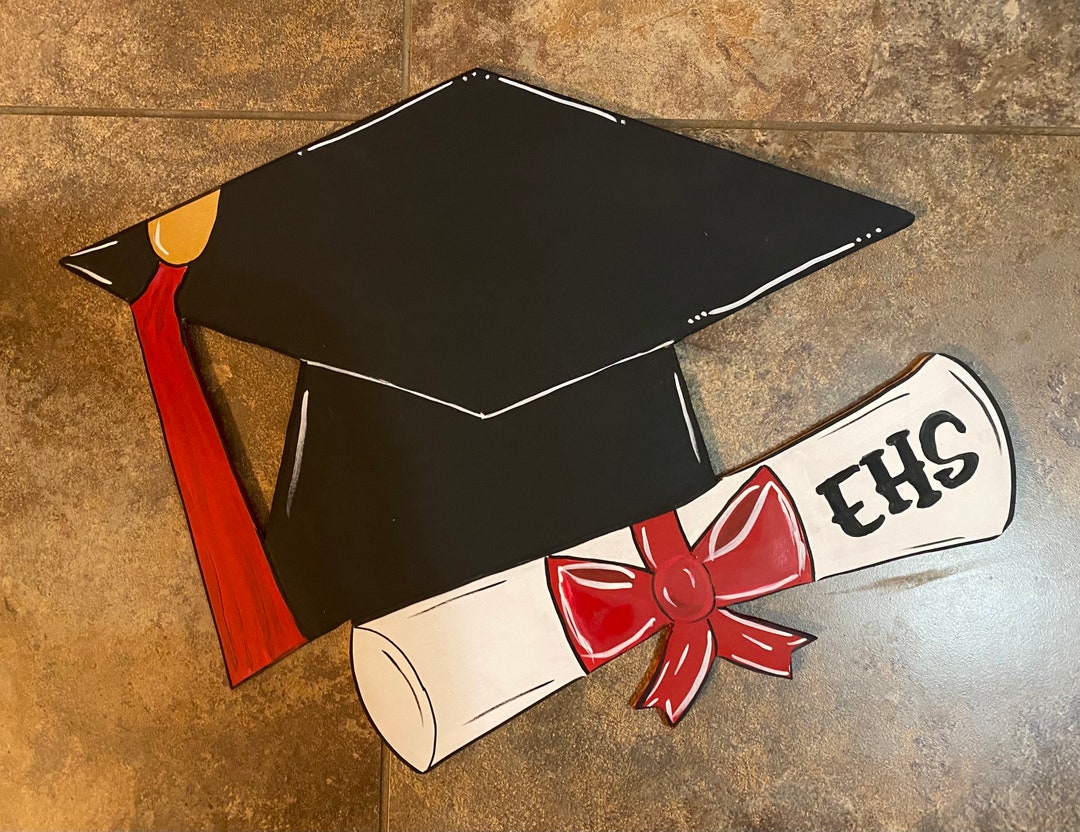 Graduation Door Hanger: Hand-painted Mortarboard and Diploma - Etsy
