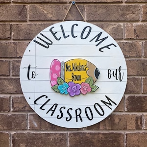 Classroom Interchangeable Door Hanger/Personalized Teacher Interchangeable Door Hanger/Handpainted Interchangeable Door Hanger
