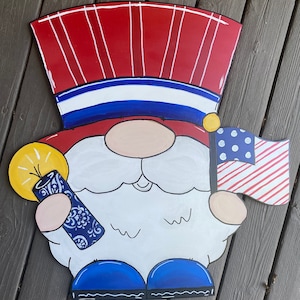 Patriotic Gnome Door Hanger/4th of July Door Hanger/patriotic - Etsy