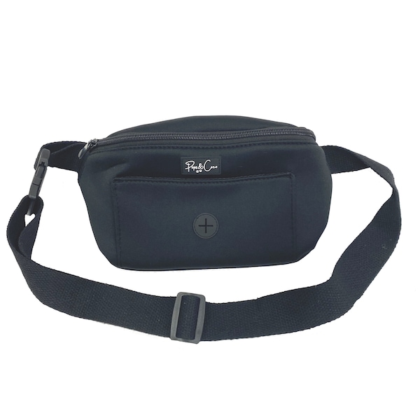 Walkies Dog Walking Belt Bag - Pitch Black - Bum Bag - Waist Bag - Fanny Pack - Poo Bag Dispenser - Dog Owner Must Have - Treat Bag