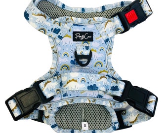 Roarsome Rainbows Go Explore Big Dog Walking Harness, Lead & Collar also available - Grey Blue, Dinosaurs Animal Theme