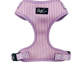 Pinstripe Lilac Fully Adjustable Dog Harness - Purple Stripes, Stripy, Spring, Summer -Matching Lead, Collar, Poo Bag Dispenser Available