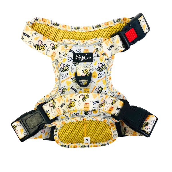 Busy Bees Go Explore Big Dog Walking Harness, Lead & Collar also available - Yellow, Bees, Summer, Honey