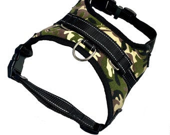 Easywalk Camouflage Animal Print Fully Adjustable Dog Harness - Green Army Camo Khaki