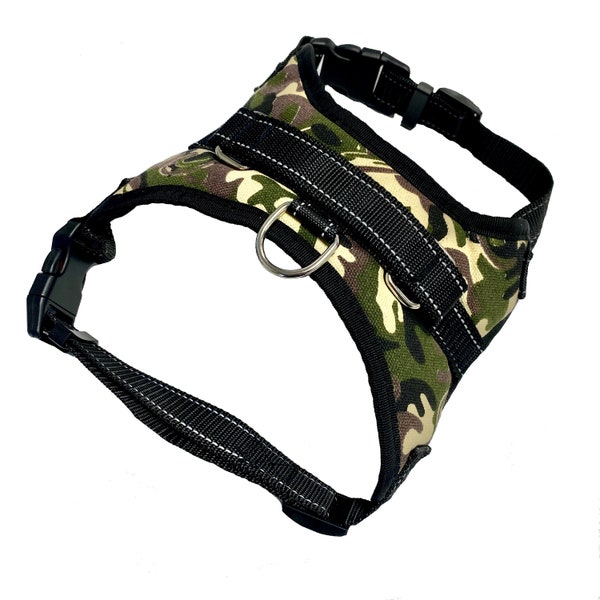 Easywalk Camouflage Animal Print Fully Adjustable Dog Harness - Green Army Camo Khaki