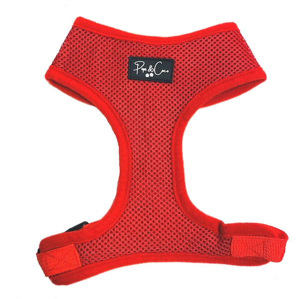 Harnais réglable en maille rouge pour chien, mignon, animal de compagnie, intelligent