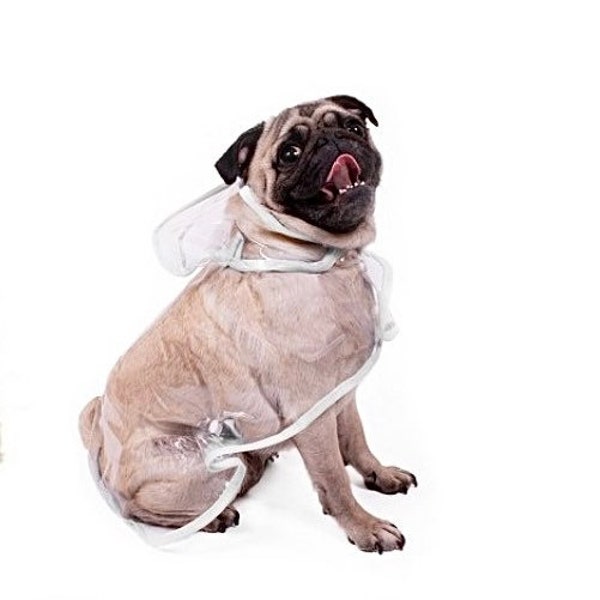 Mac imperméable en plastique résistant aux douches pour chiens avec bordure bleue, rouge, blanche ou jaune, animal de compagnie, veste, accessoire, capuche, pour grands et petits chiens