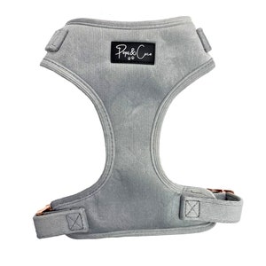 Luxury Corduroy Fully Adjustable Harness in Grey - Matching Lead collars and Poo Bags Available