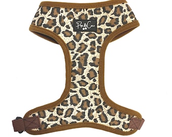 Wild At Heart Leopard Print Adjustable Canvas Dog Harness, Pet, Brown, Animal Print