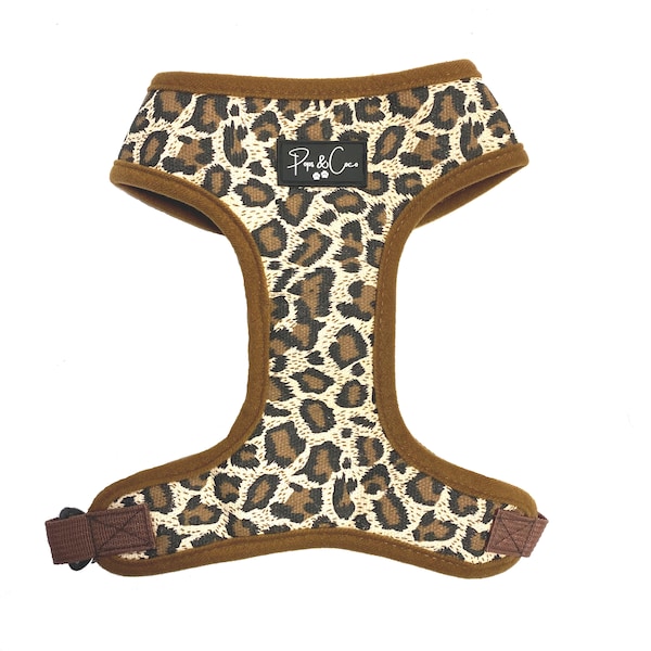 Wild At Heart Leopard Print Adjustable Canvas Dog Harness, Pet, Brown, Animal Print