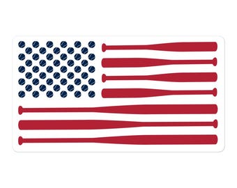 American Flag Baseball Sticker