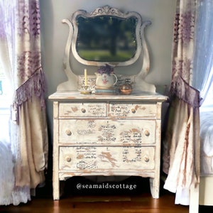 Gorgeous French Farmhouse,Chateau ,Cottage Antique Vanity/ Dressing Table! Dresser! Painted antique! This would be a custom order!