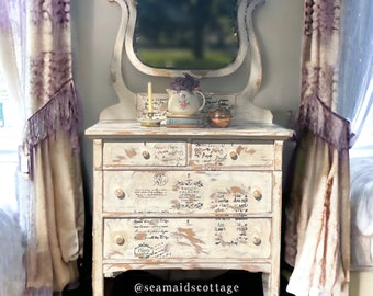 Gorgeous French Farmhouse,Chateau ,Cottage Antique Vanity/ Dressing Table! Dresser! Painted antique! This would be a custom order!