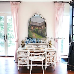 Antique Vanity Gorgeous French Chateau Antique Vanity Dressing Table Makeup Table  French Farmhouse Chateau Cottage Antique Vanity!
