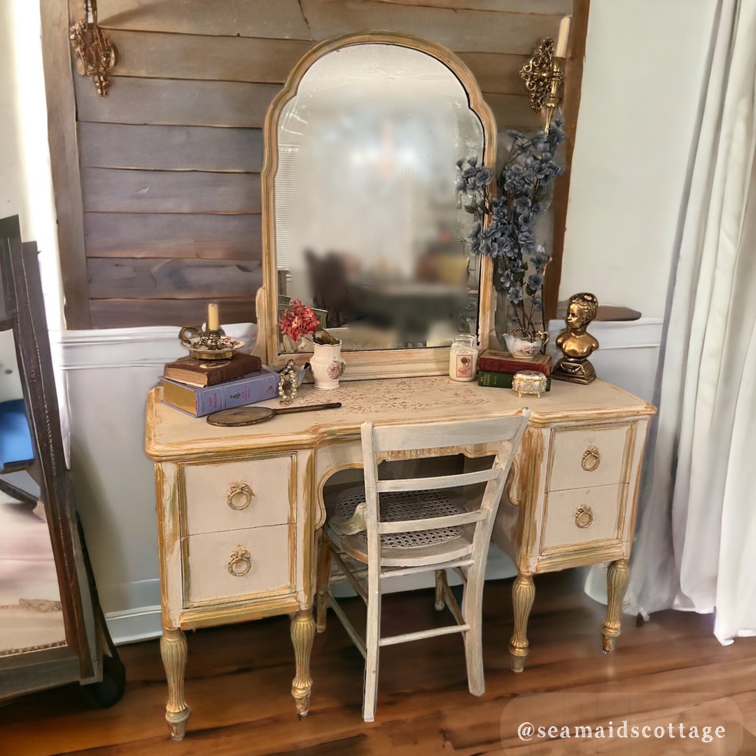 Luxe French Chateau Gold Accented Antique Vanity/dressing Table/makeup  Table! Custom Order! - Etsy