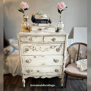 SOLD-  Purchase Custom Listing for a similar piece!Antoinette-Beautiful Antique Tall refinished painted French Country Dresser!