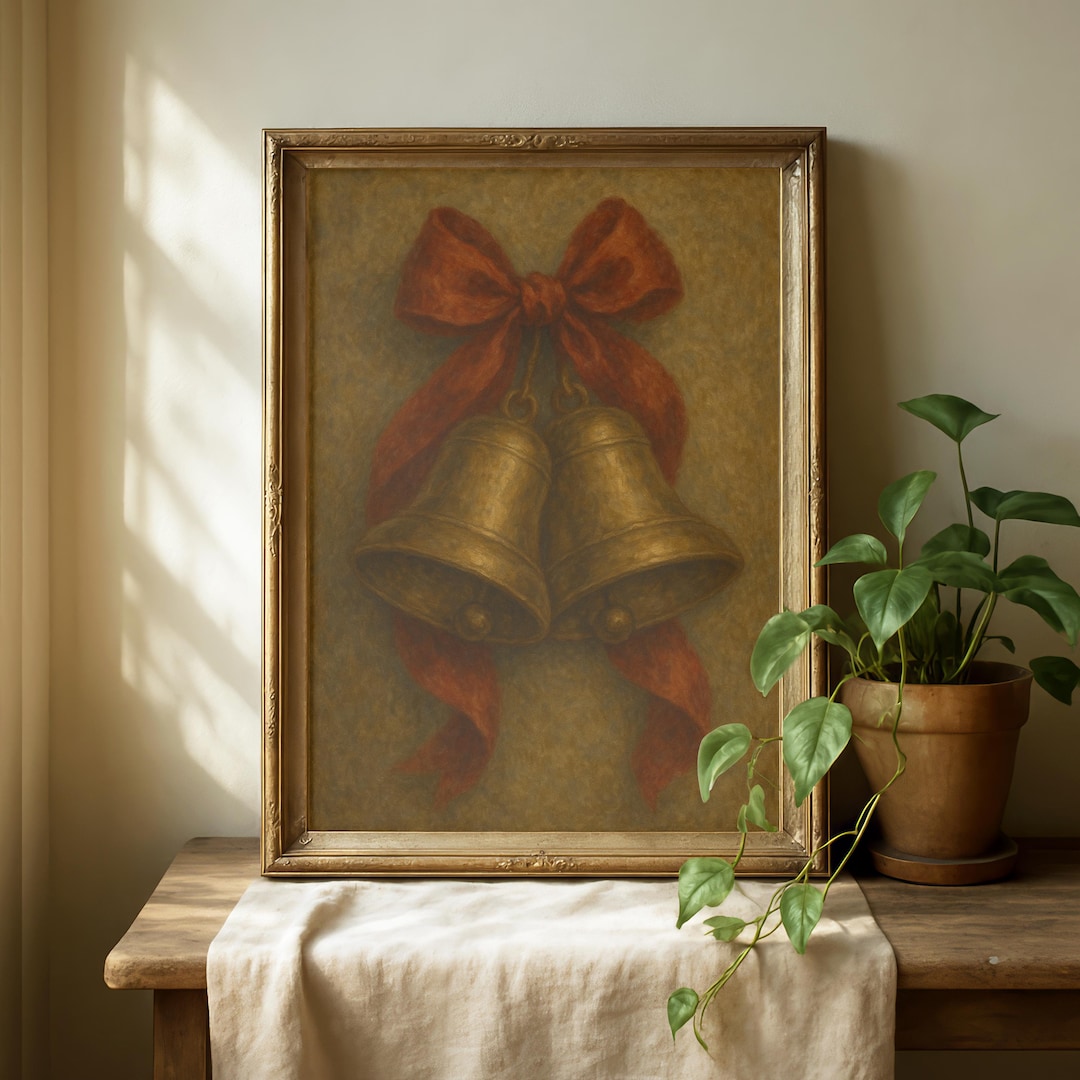 Vintage Christmas Bells Art Print | Festive Holiday Decor (instant ...