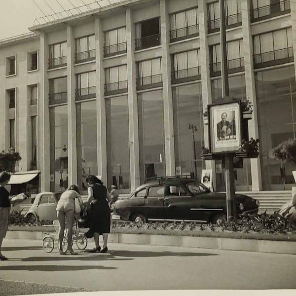 Cannes Palais Des Festivals 1950s Holidays Photograph, Retro Snapshot, Antique Vintage Vernacular Photo France, Architecture Photography