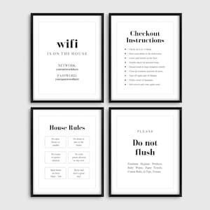 Fillable Minimalist Airbnb Printable Bundle, Airbnb Wifi Sign, House Rules, Do Not Flush, Checkout Instructions, Airbnb Rental Host Sign