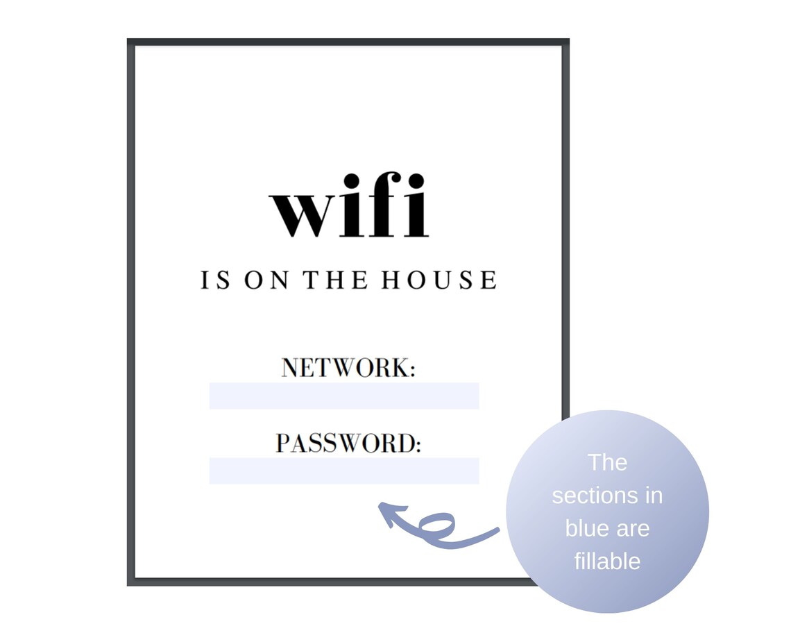 Airbnb Wifi Sign Wifi is on the House Sign Wifi Password Etsy