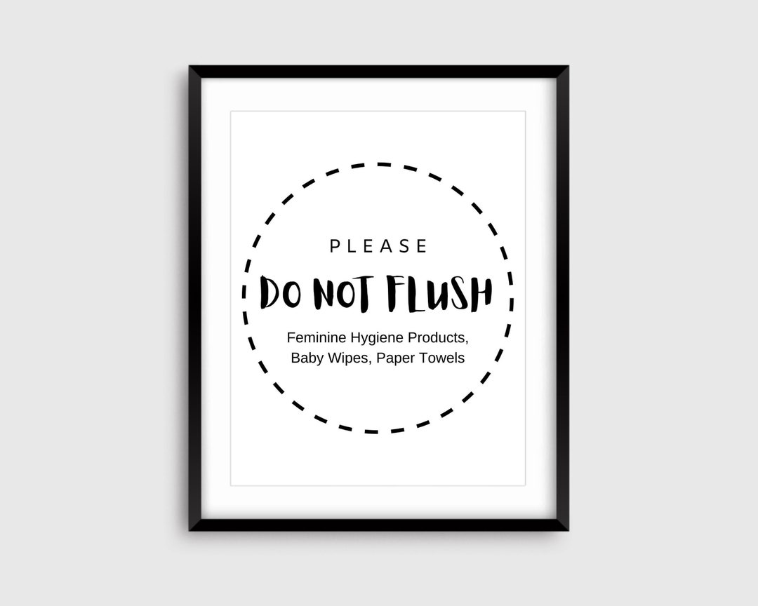 Fillable Do Not Flush Printable, Minimalist Bathroom Sign, Airbnb ...