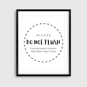 Fillable Do Not Flush Printable, Minimalist Bathroom Sign, Airbnb Printable, Restaurant Bathroom Sign, No feminine products, Septic System