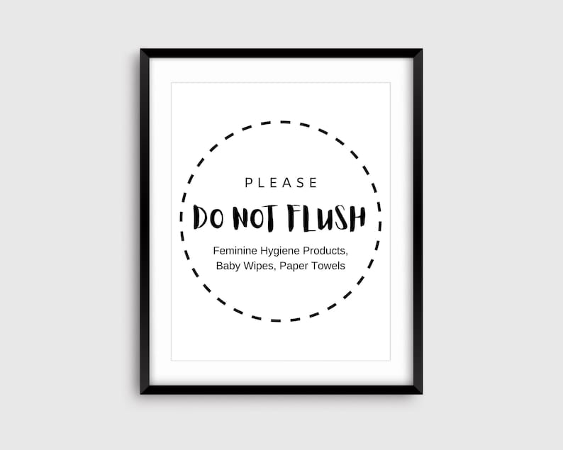 Fillable Do Not Flush Printable, Minimalist Bathroom Sign, Airbnb ...