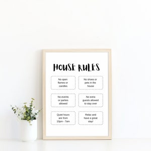 Airbnb Printable Bundle, Welcome Sign, House Rules Sign, Airbnb Host Rules, Fillable PDF Template, Minimalist Black and White Airbnb Sign image 3