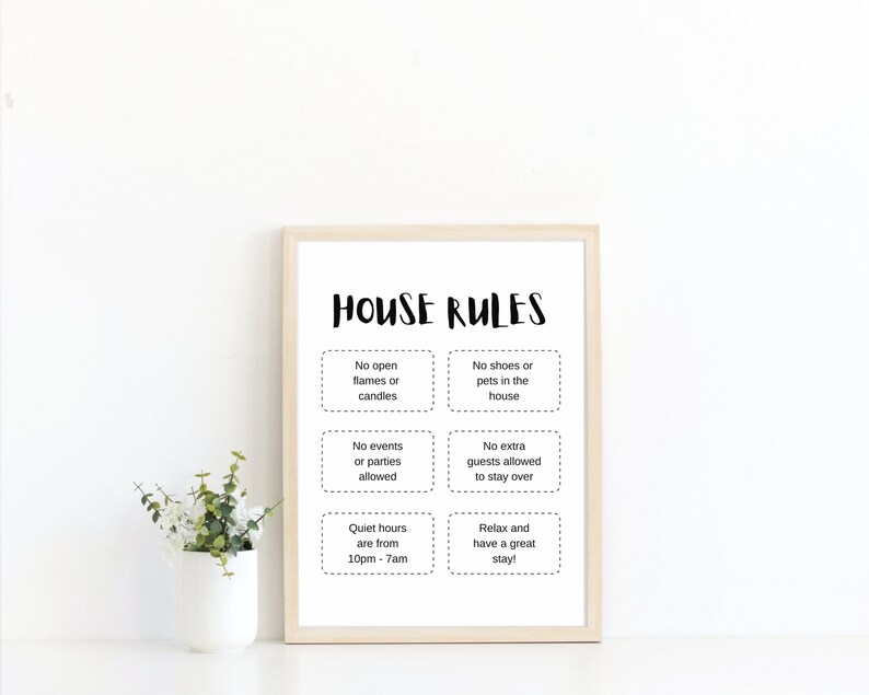 Airbnb Printable Bundle, Welcome Sign, House Rules Sign, Airbnb Host Rules, Fillable PDF Template, Minimalist Black and White Airbnb Sign image 3