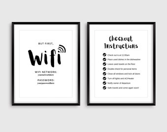 Paquete imprimible de Airbnb rellenable y editable, contraseña Wifi + instrucciones de pago, paquete de firmas de host de Airbnb, conjunto minimalista de firmas de Airbnb
