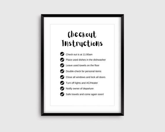 Fillable and Editable Airbnb Printables, Checkout Instructions, Airbnb Host Signs, Property Management, Bed and Breakfast Printables