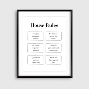 Fillable Airbnb House Rules Sign, House Rules Printable Template, Simple Airbnb PDF Template, Minimalist Black and White Airbnb Sign