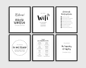 Airbnb SuperHost Fillable Sign Bundle, Wifi, Don't Flush Paper, No Smoking, Welcome, Recommendations, Checkout Instruction, Rental Signs