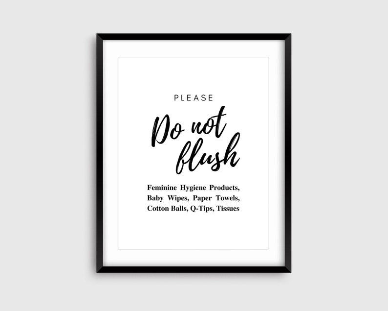Airbnb Do Not Flush Printable Minimalist Bathroom Sign Etsy