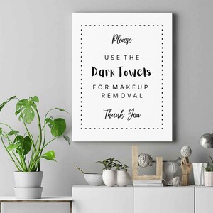 Airbnb Printable, Makeup Removal Sign, Use Dark Towel Sign, Airbnb Host Sign, Digital Download, Short Term Rental Sign, Bathroom Printable