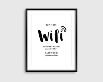 Contraseña Wifi imprimible - Señal Wifi para Airbnb - Plantilla PDF rellenable - Descarga digital instantánea - 8x10 - Cartulina o papel Kraft