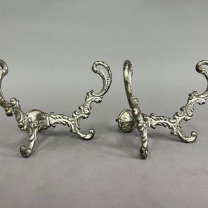 True ANTIQUE Cast Iron DOUBLE HOOKS fancy Victorian - adjustable - Coat + Hat