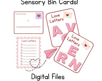 Identificatiekaarten Love Letters Valentines Sensory Bin Letter (alleen digitale download)