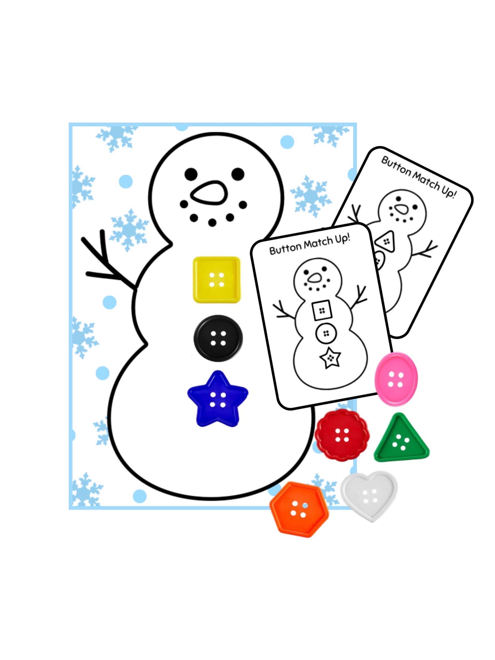 Winter Snowman Melt Sensory Bin Shape Matching Cards (digital Download ...