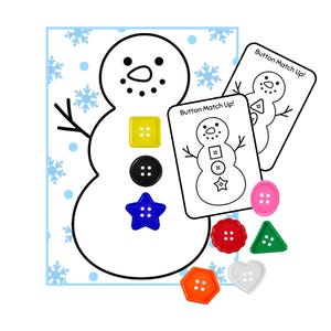 Winter Snowman Melt Sensory Bin Shape Matching Cards (Digital Download Only)
