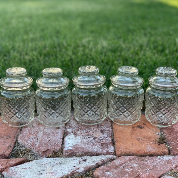 Set of 5 Vintage Glass Jars With Covers. - Etsy